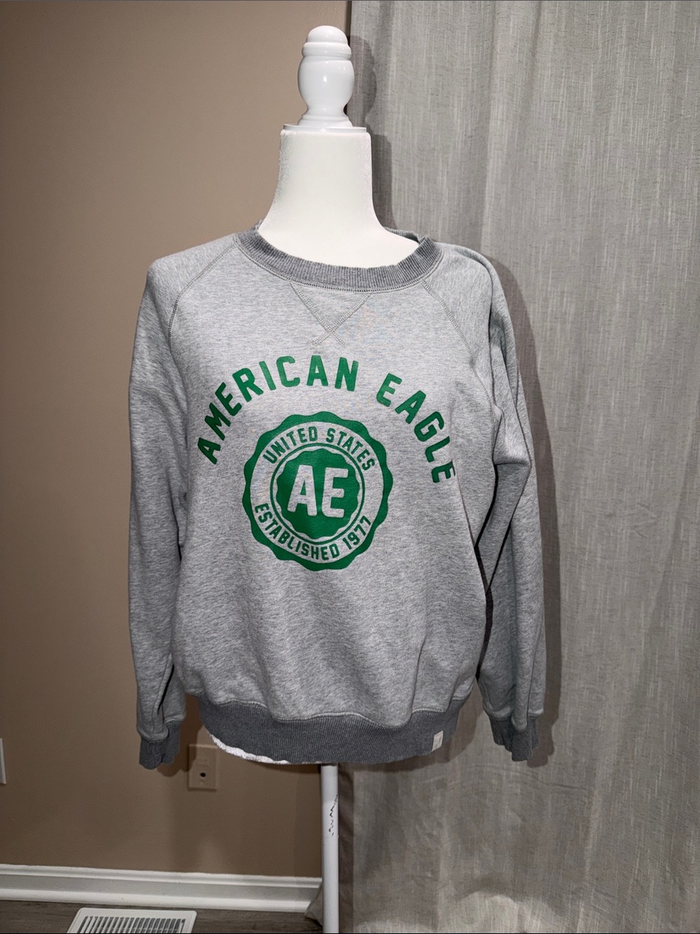 American Eagle Outfitters Gray Sweatshirt with Green Logo